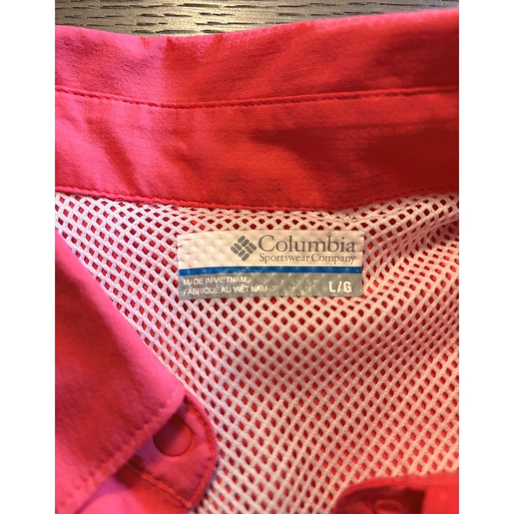 Columbia PFG Mens Sleeveless Fishing Shirt Coral Pink Ripstop Ventilated L/G - Picture 4 of 11
